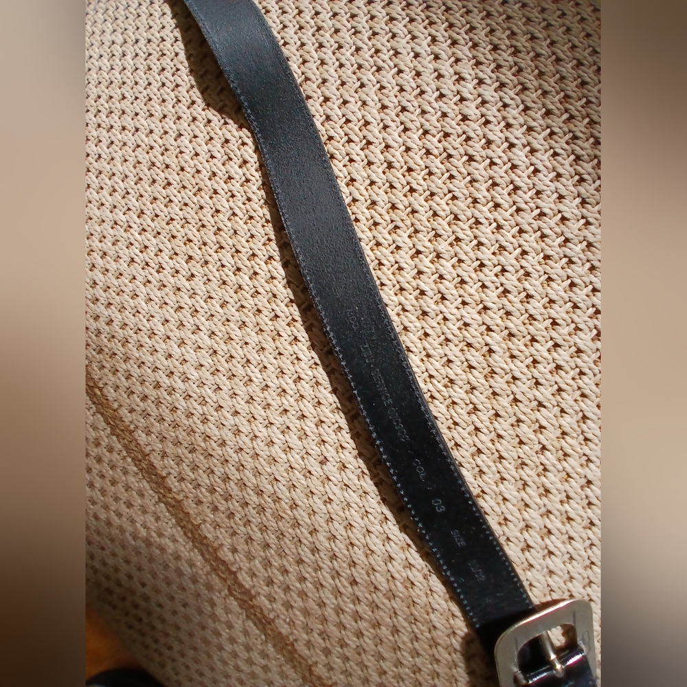 Diesel Black Patent Leather Belt W/ Large Metal Buckle - Picture 6 of 9
